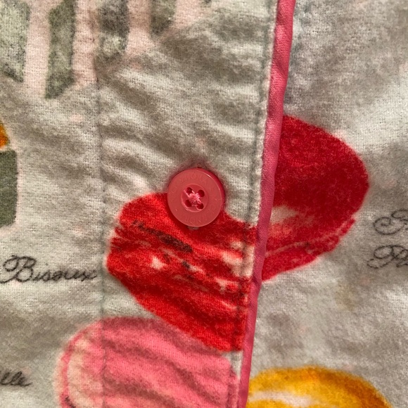Nick & Nora Flannel Macaron Pajama Top Button up Shirt Novelty Warm Cozy Cotton - Picture 5 of 10